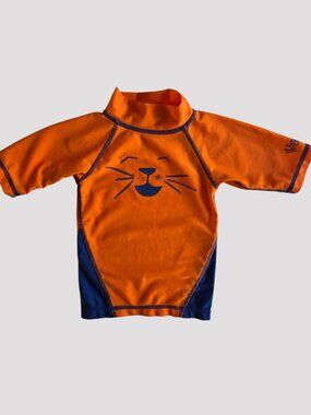 UV Skinz UPF 50+ Cat Rash Guard Colourblock Swim Top size 12-18 Months